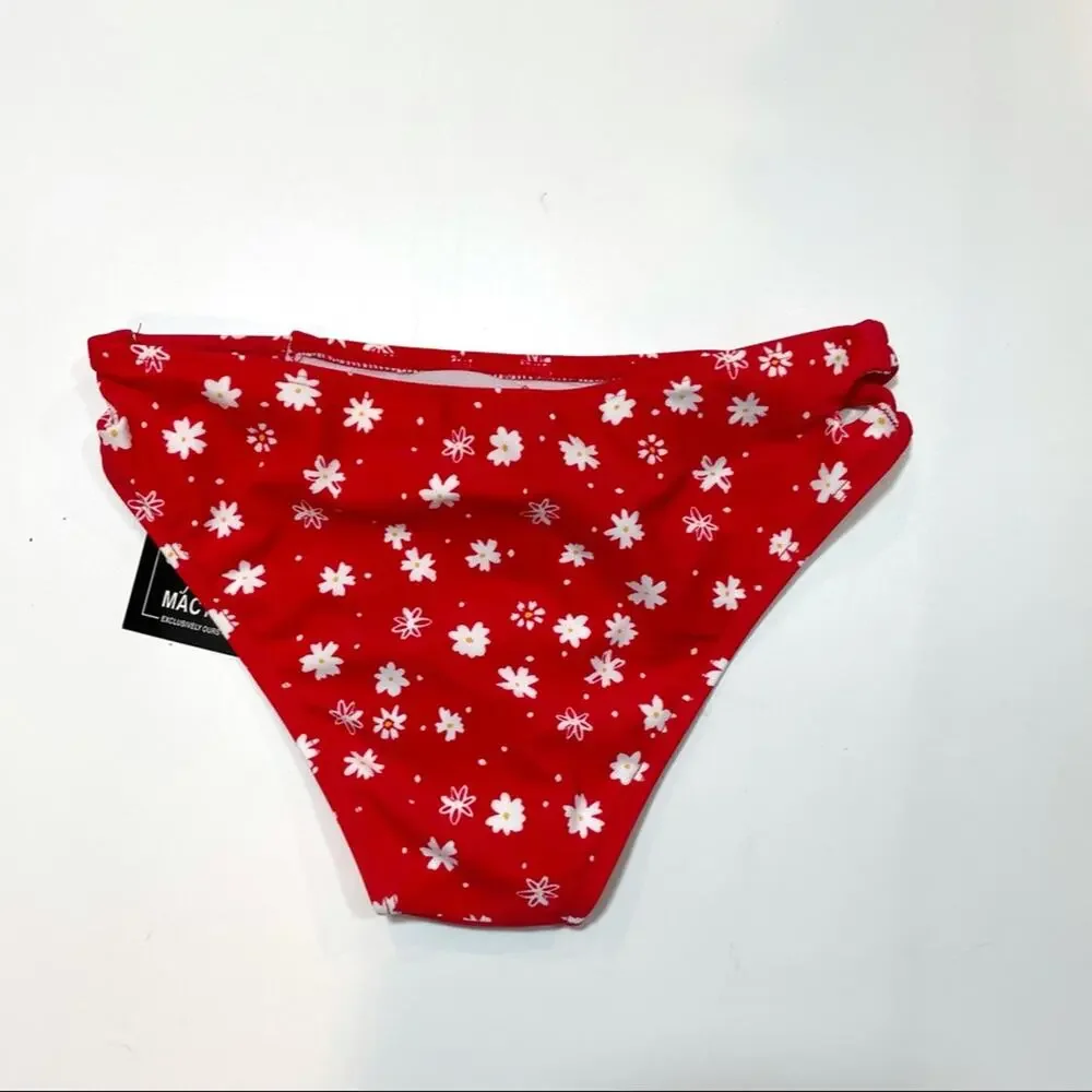 California Waves Red strappy bikini swim bottom